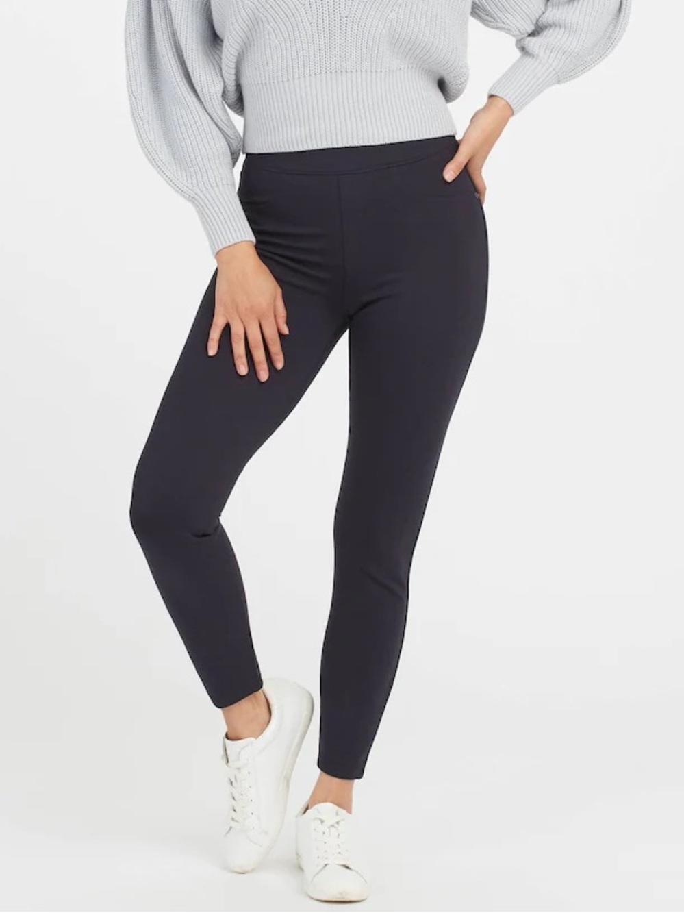 SPANX the perfect pant ankle 4-pocket M classic navy ponte pull on timeless